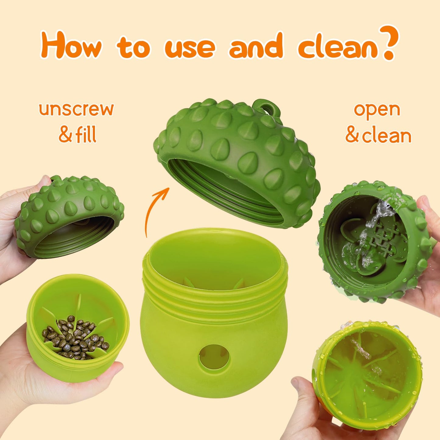 ZOURYNUA Interactive Dog Toys Detachable, Slow Feeder for Distraction Treat Dispensing Dog Toys for Fun and Enrichment, Small Medium Dogs (Green)