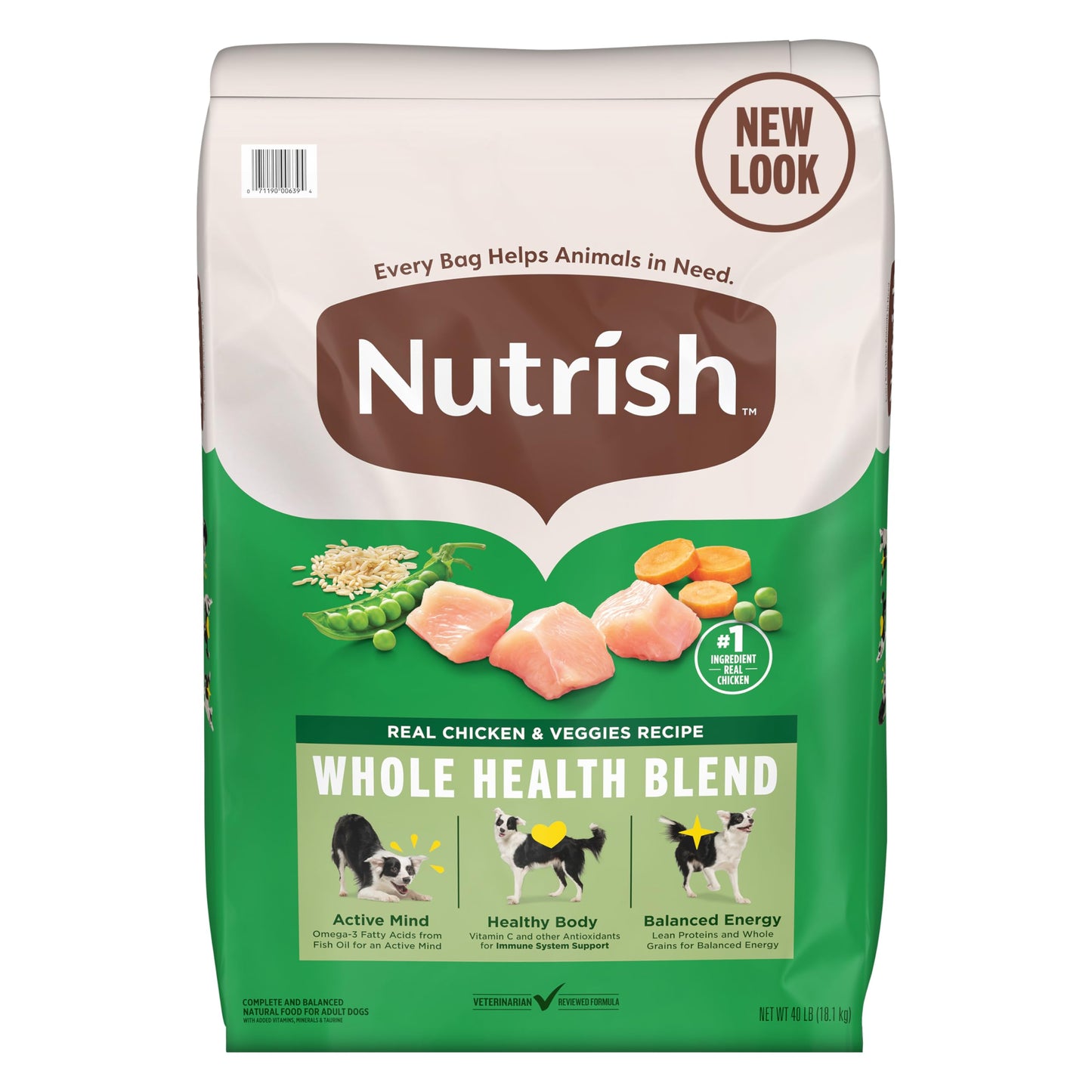 Nutrish Dry Dog Food, Real Chicken & Veggies Recipe Whole Health Blend for Adult Dogs, 40 lb. Bag, Packaging May Vary (Formerly Rachael Ray)