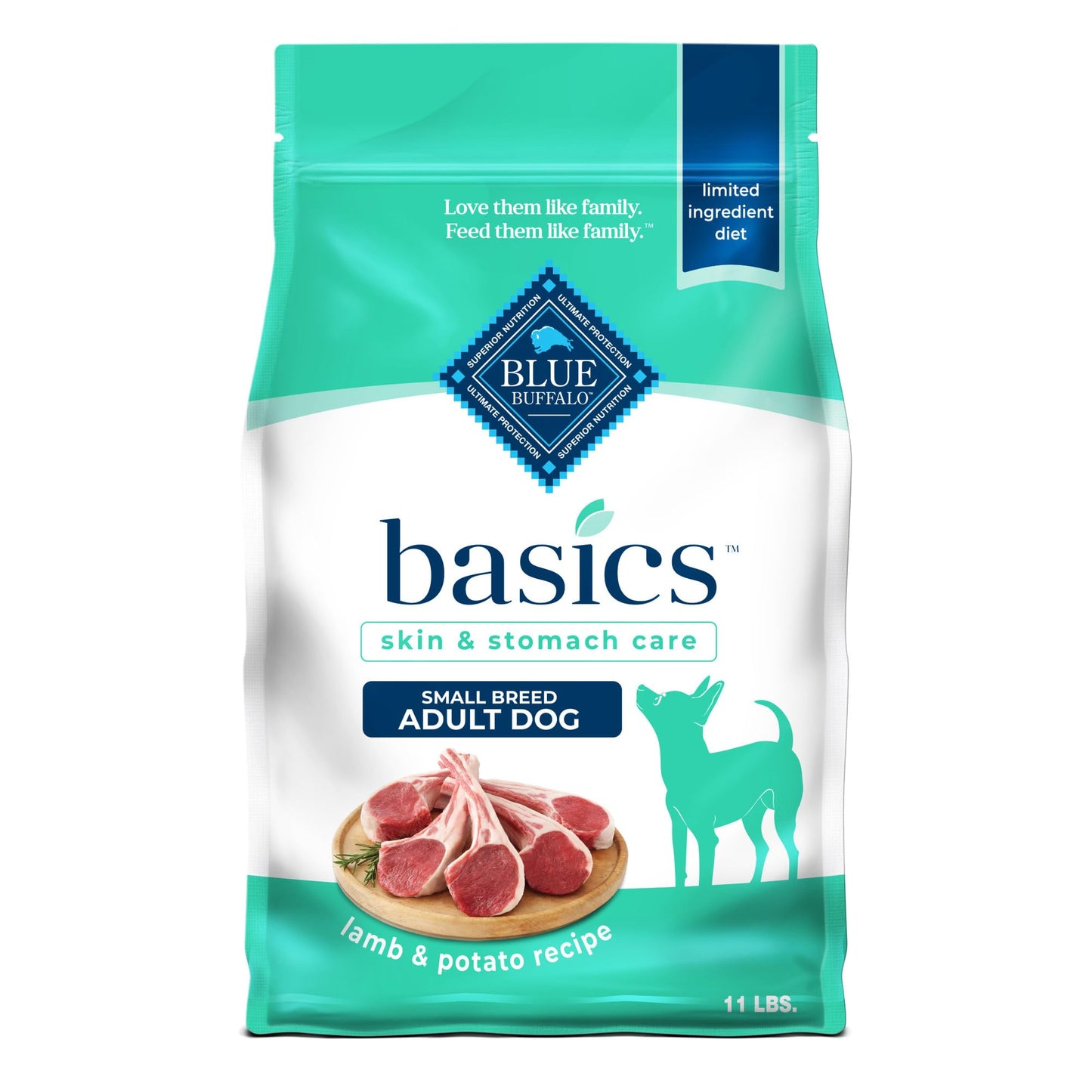 Blue Buffalo Basics Grain-Free Dry Dog Food for Small Breed Adult Dogs, Limited Ingredient Diet, Lamb Recipe, 11-lb. Bag