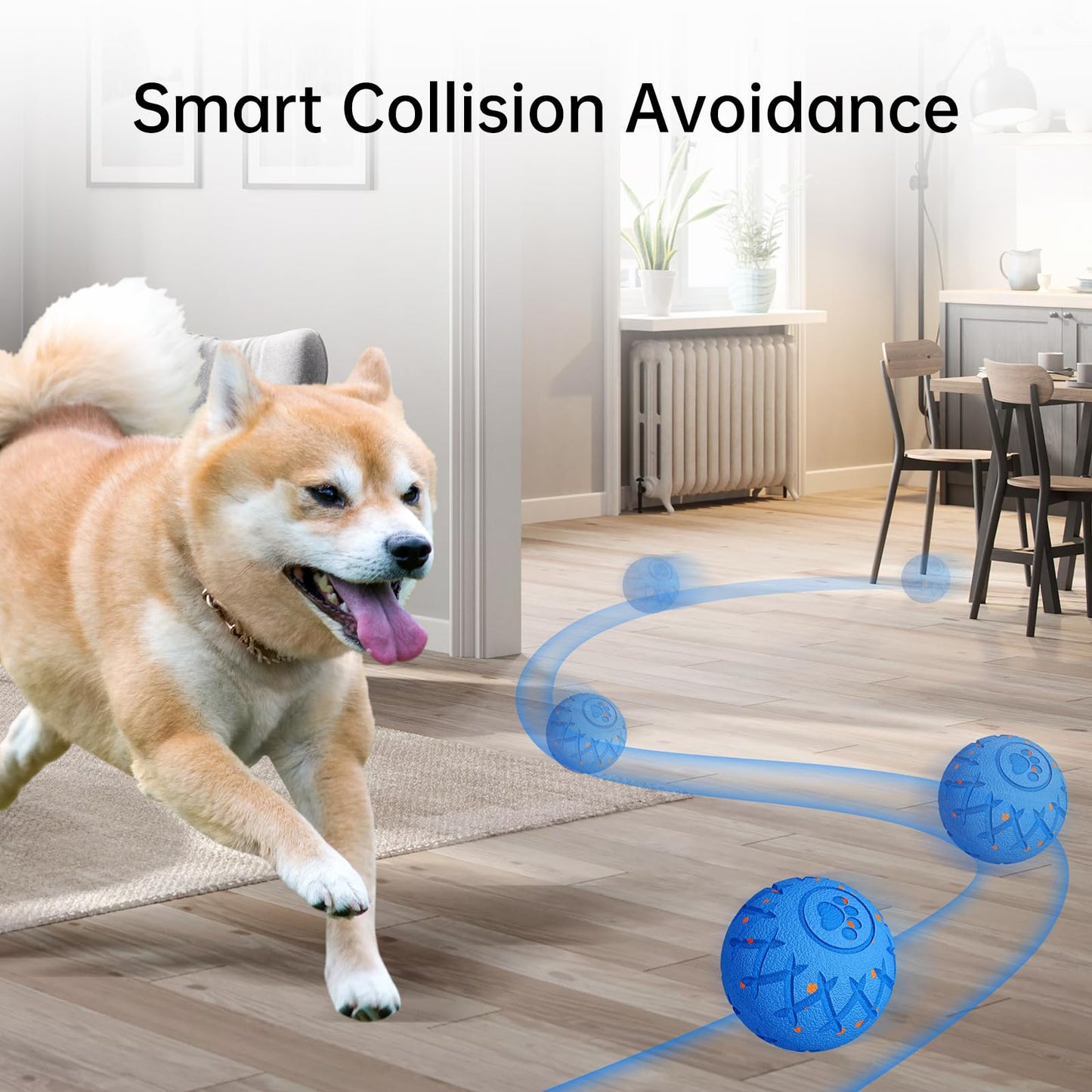 hipibbo Interactive Dog Ball Dog Toys - Automatic Moving and Rolling Dogs Toy for Medium Large Dogs, Motion-Activated Dog Stimulation Toy for Boredom Relief to Keep Them Busy, Waterproof (Blue)