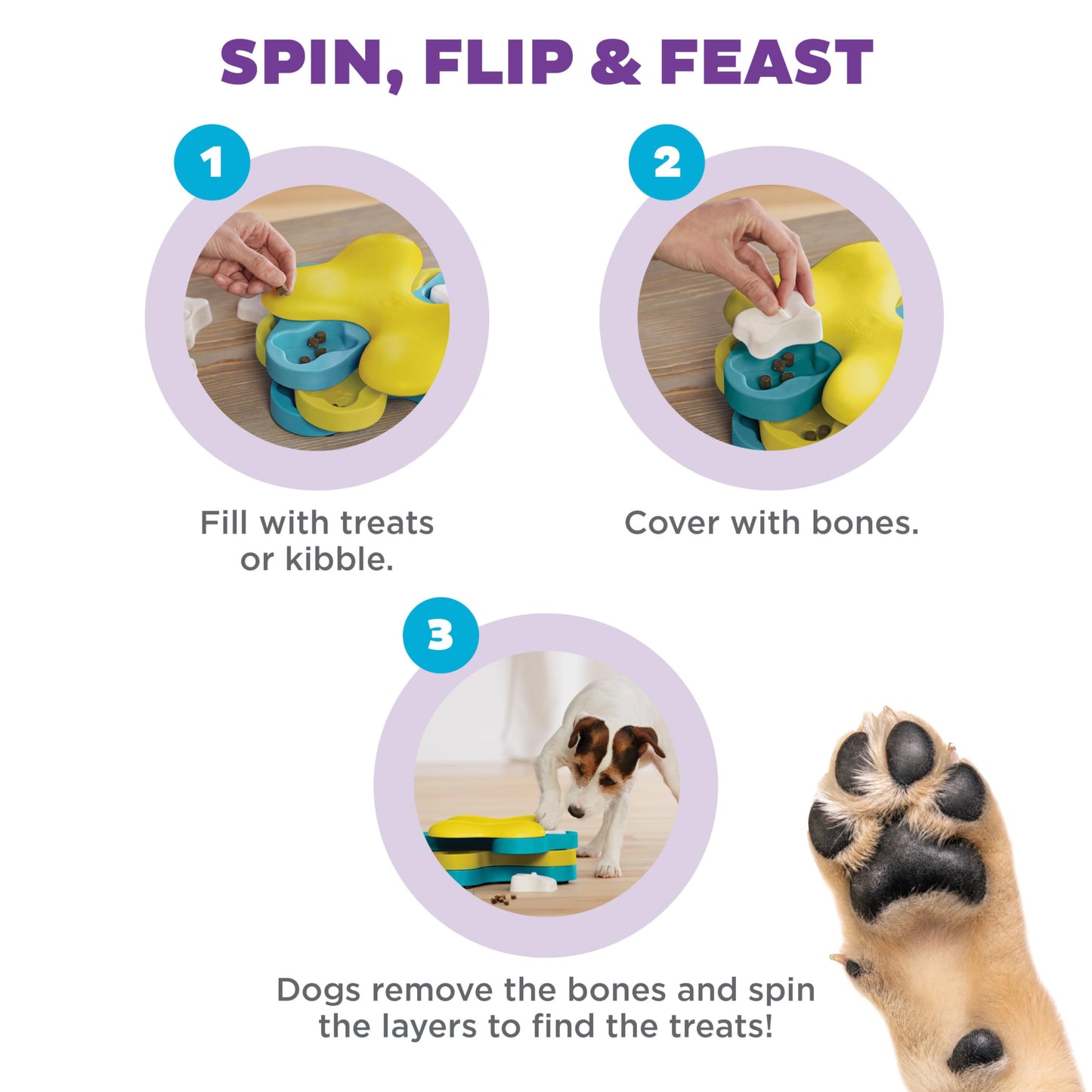 Outward Hound by Nina Ottosson Dog Tornado Treat Puzzle Dog Toy, Level 2 Intermediate, Blue