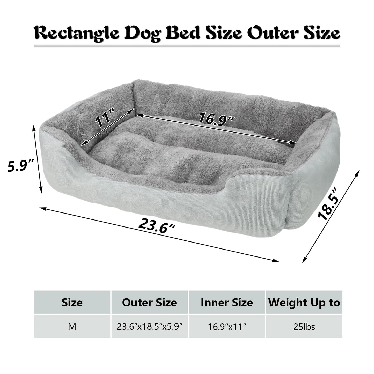 HUYBACK Calming Dog Bed for Medium Dogs 24in Orthopedic Dog Sofa Bed urable Washable Pet Bed Anti-Slip Bottom Fits up to 38 lbs Pets, m dark gray