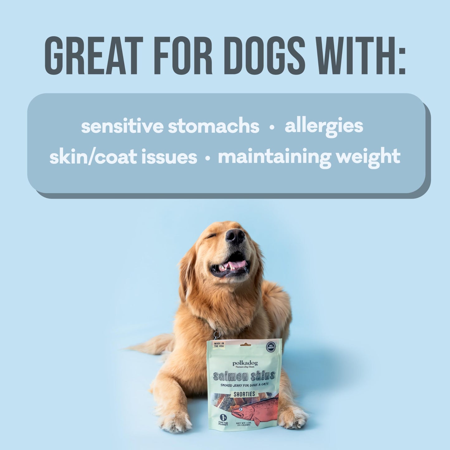 Polkadog Fish Skin Shorties Variety 3-Pack – Includes 2x Cod and 1x Salmon. All-Natural Dog Treats, Made in USA, Single Ingredient, Omega-3 Rich, Grain-Free & Hypoallergenic Jerky for All Breeds