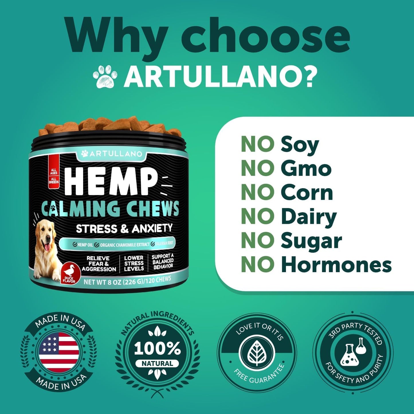 Hemp Calming Chews + Hip and Joint Supplement for Dogs Bundle - Dog Calming Chews - Dog Anxiety Relief Treats - Dog Joint Pain Relief Treats - Hip and Joint Support - Glucosamine for Dogs - MSM