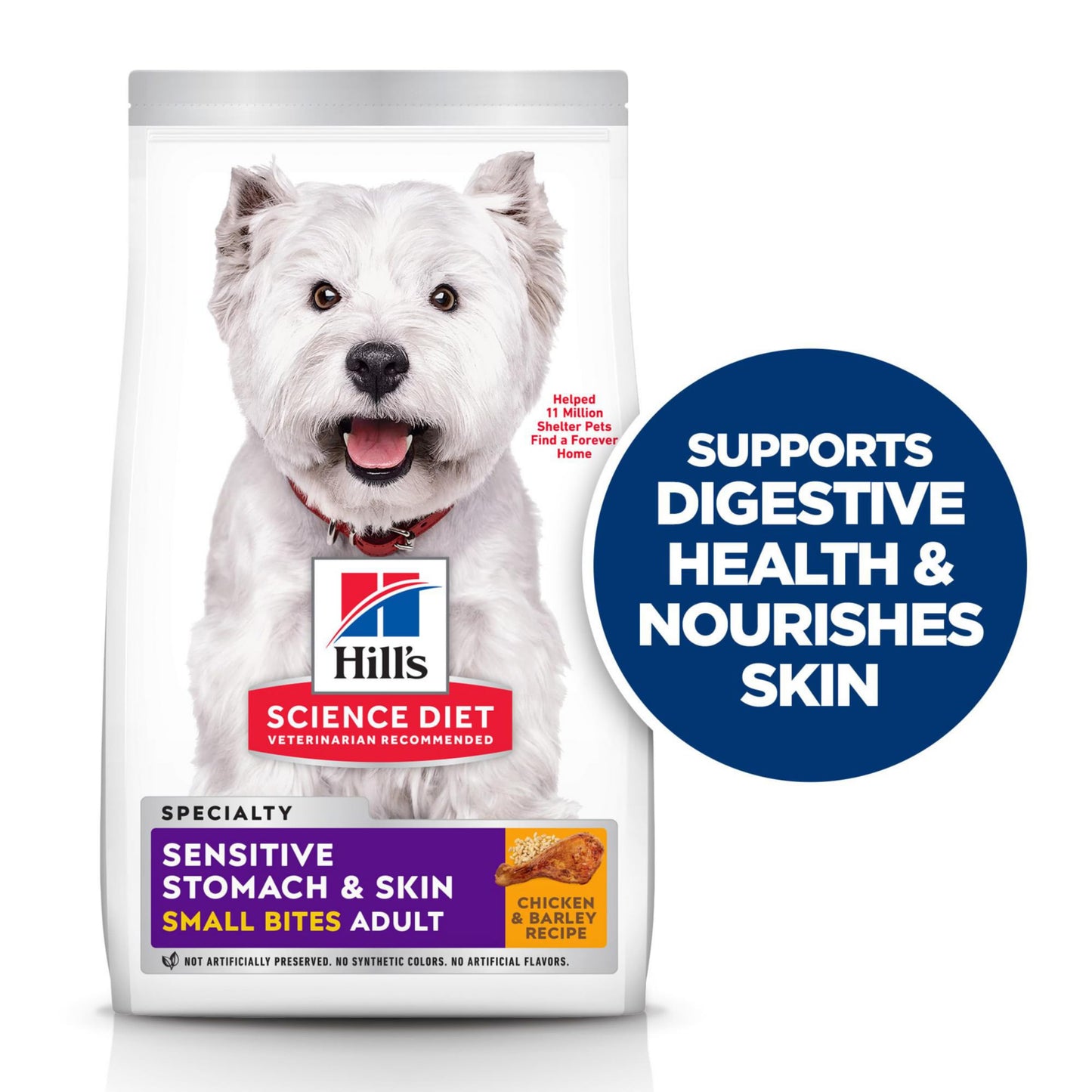 Hill's Science Diet Sensitive Stomach & Skin, Adult 1-6, Stomach & Skin Sensitivity Support, Small Kibble, Dry Dog Food, Chicken Recipe, 4 lb Bag