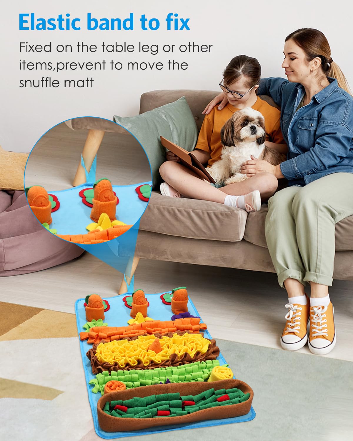 AMIR Dog Snuffle Mat – Slow Feeding & Foraging Puzzle Toy for Dogs, Snuffle Mat for Dogs, Large 32 * 20 Inch Sniffing Mat to Encourage Natural Instincts, Reduce Anxiety & Promote Mental Stimulation