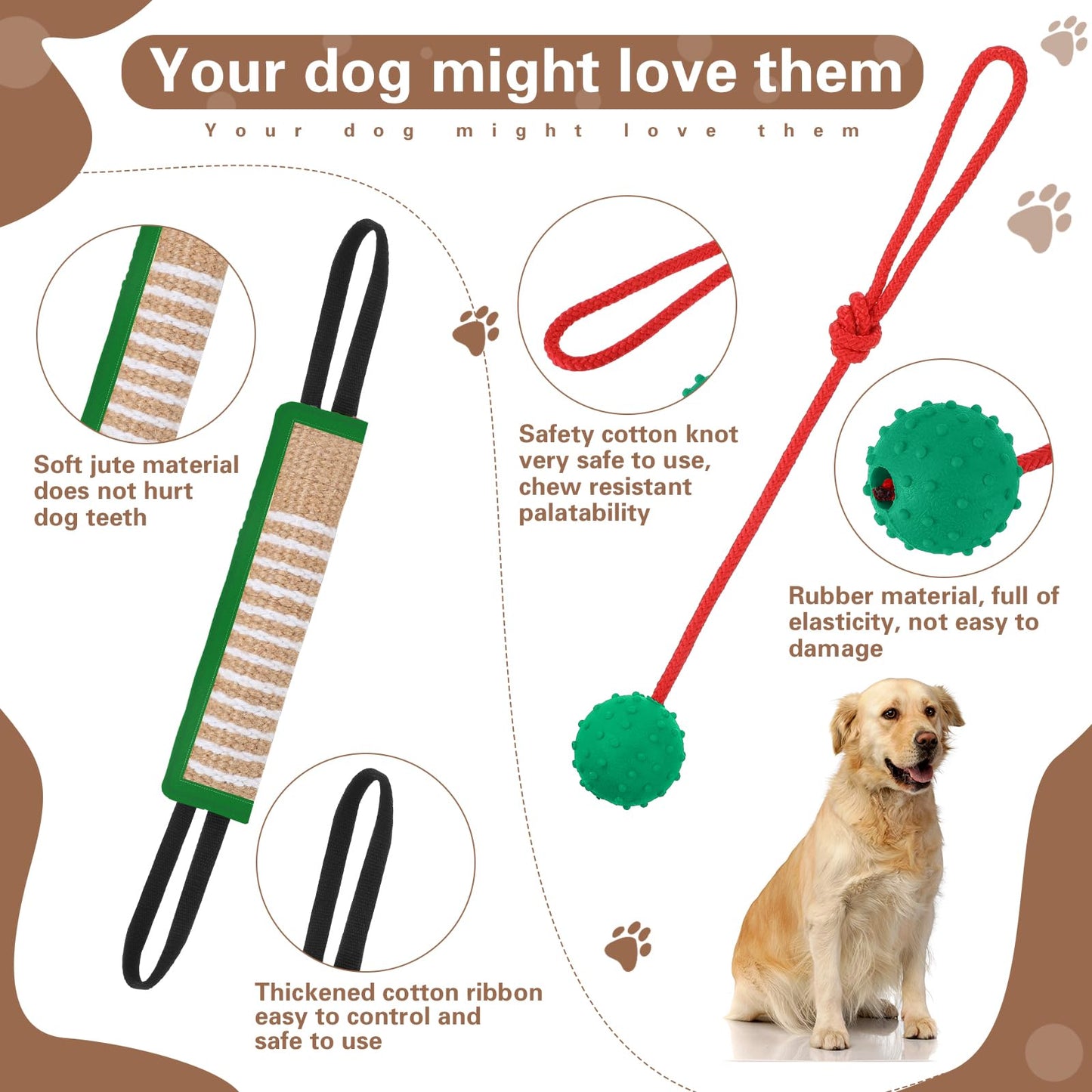 Leyndo 4 Pcs Dog Training Set Include Dog Sleeve Pillow Tug Toy Training Stick and Rubber Ball Professional Equipment for Biting Interactive Fetch K9 Puppy(Green)