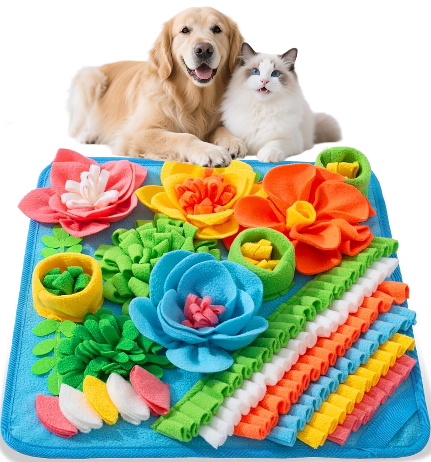 AMIR Snuffle Mat for Dogs, Sniff Mat Slow Feeding, Encourages Natural Foraging Skills, Slow Eating, Help Stress Relief and Training, Large Snuffle Mat, Dog Puzzle Toys, 20 inch