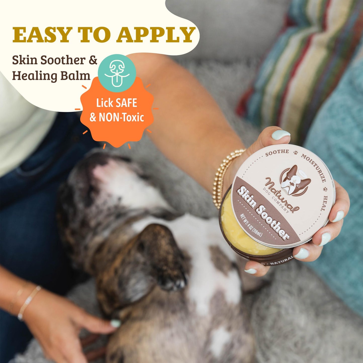 Natural Dog Company Skin Soother Balm 2 oz Tin – Dog Skin Balm with Coconut Oil, Cocoa Butter, Calendula & Vitamin E – Helps Soothe Hot Spots, Redness & Irritated Skin – Lick-Safe & Non-Toxic
