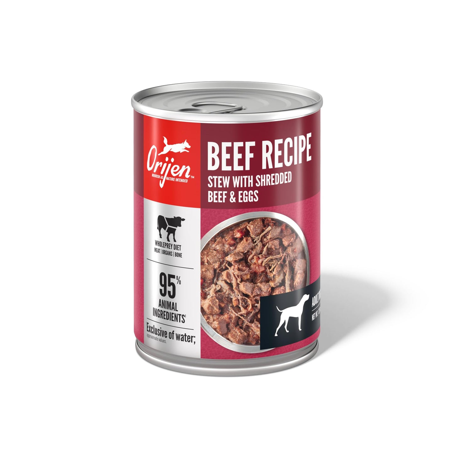 ORIJEN Real Meat Shreds Wet Dog Food Beef Stew Recipe 12.8oz Cans (12 Count)