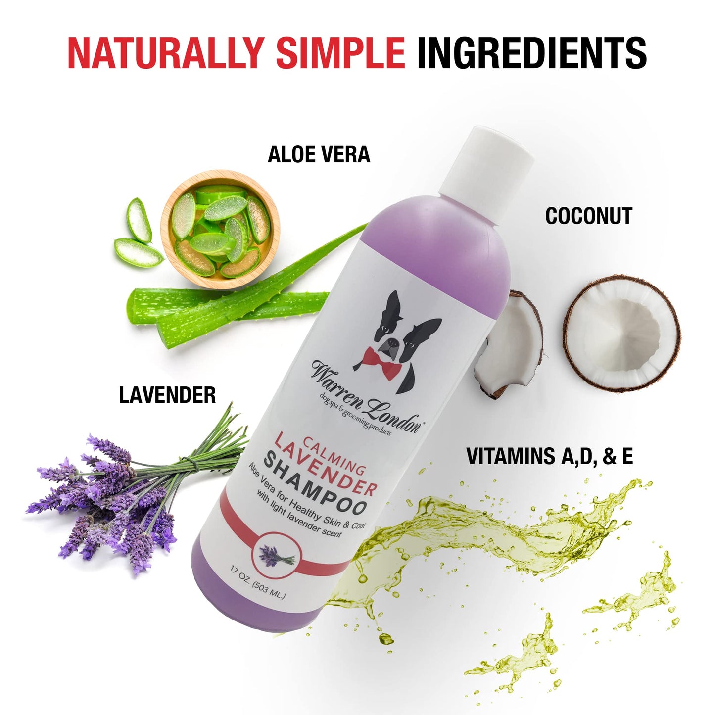 Warren London Calming Lavender Dog Shampoo Gallon | Natural Aloe Vera, Essential Oils & Vitamins | Soothes Itchy Skin, Deodorizes, Made in USA | Lavender Scent, Soap & Paraben Free