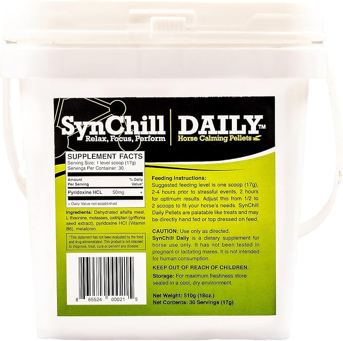 SynChill 100% Natural & Nutritional Supplement, Lab Proven Results, Designed for Focus & Performance, Approved by Olympians and Veterinarians, Daily Pellets -30 Servings, Made in USA