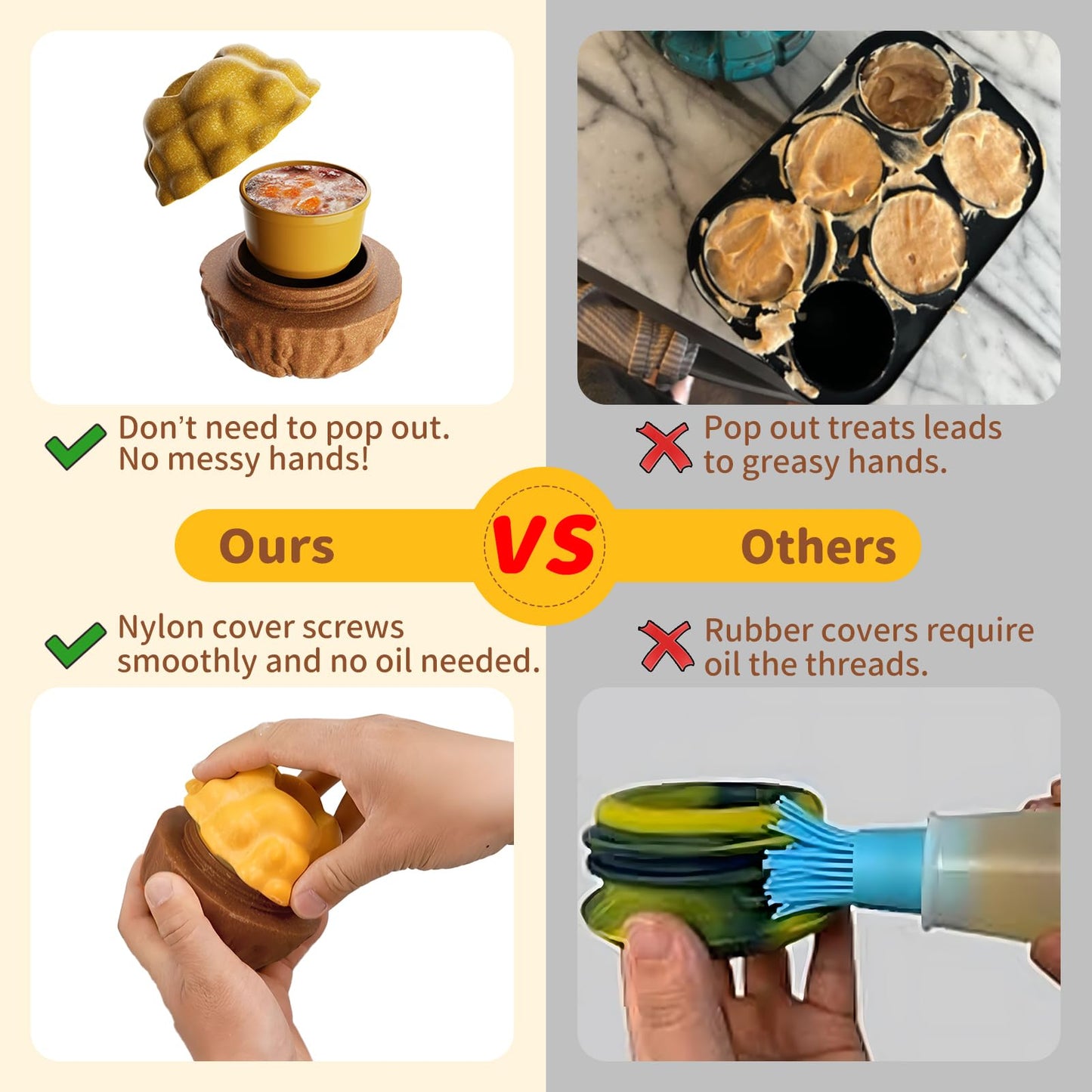 JoyBruko Interactive Dog Toys for Aggressive Chewers, /No Oil Needed/Smooth Screwing Frozen Treat Freezable Dog Puzzle Treat Dispensing Toy to Keep Them Busy for Small Medium Large Breeds