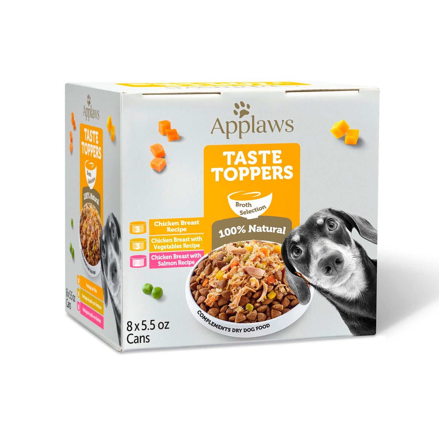 Applaws Taste Toppers, Grain-Free Dog Food Topper, Limited Ingredient, Variety Selection in Broth (8 x 5.5oz Cans)