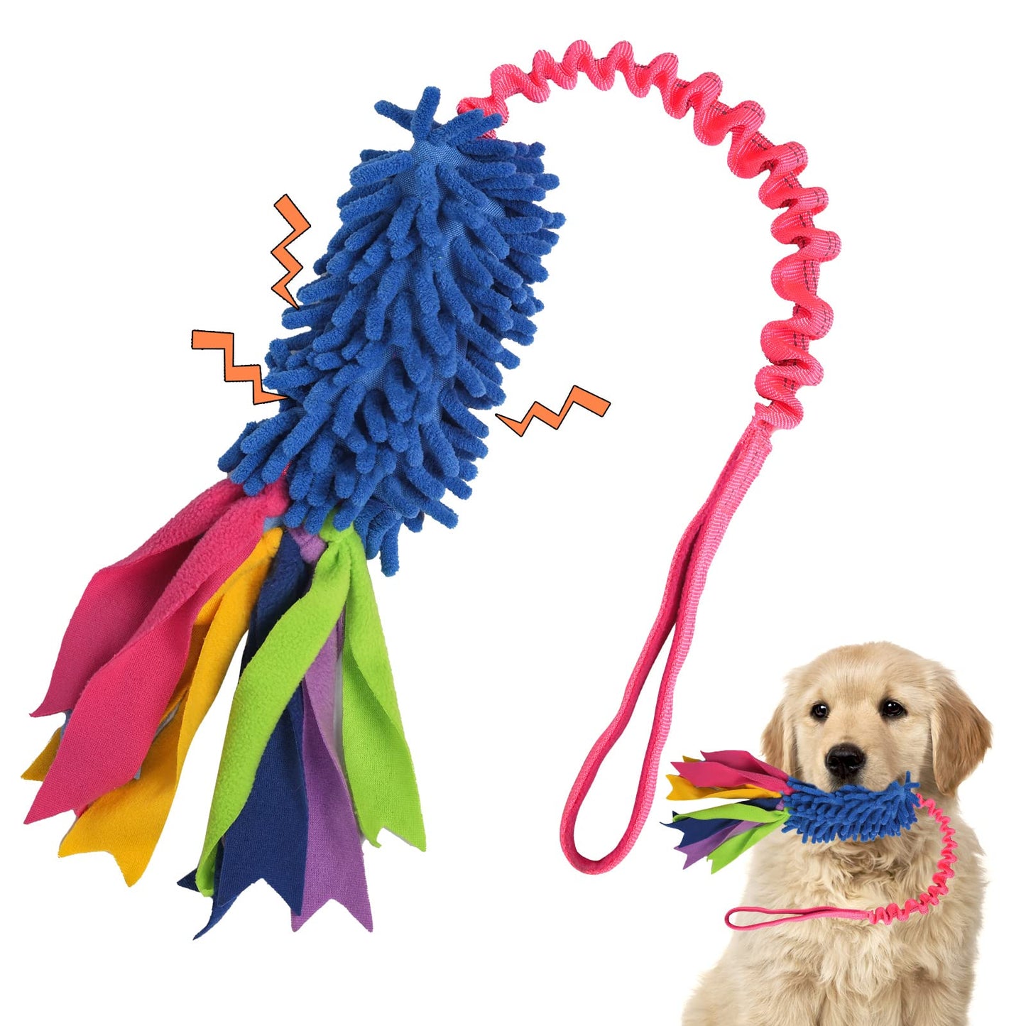 Clysoru Tug Toy for Dogs Tug of War Dog Toy with 2 Strong Red Band Handles Lasting Training Equipment Puppy to Large Dogs Interactive Toy Best for Tug of War Pull Indestructible Rope Toys (Black)