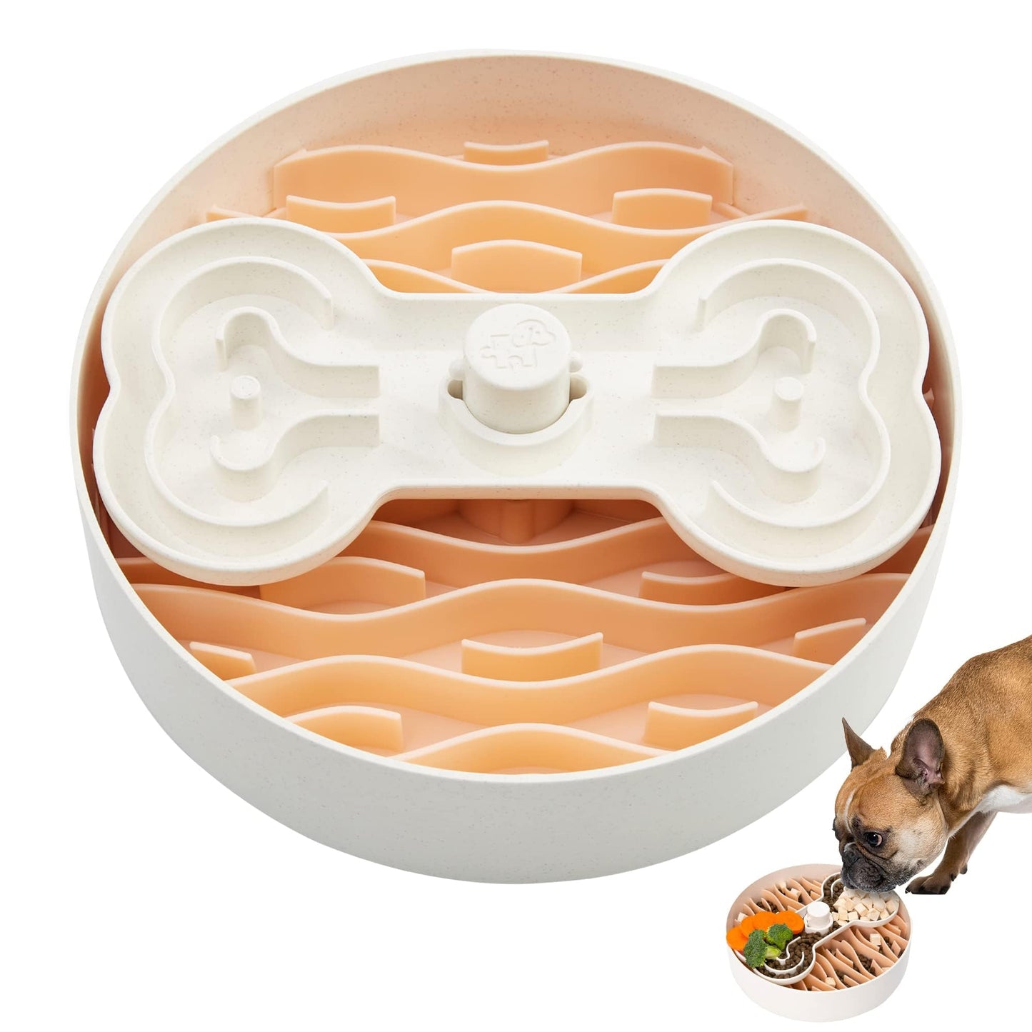 Puzzle Feeder Slow Feeder Bowl - Dog Food Puzzle for Dry, Wet, Raw Food - Large Dogs, Pink