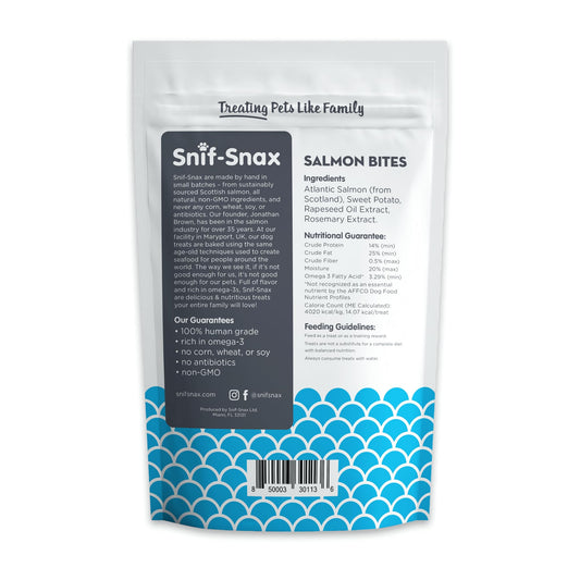 Snif-Snax Salmon Bites Dog Treats 3 Pack – All Natural, Healthy Training & Reward Treats for Dogs – Human Grade, High Protein