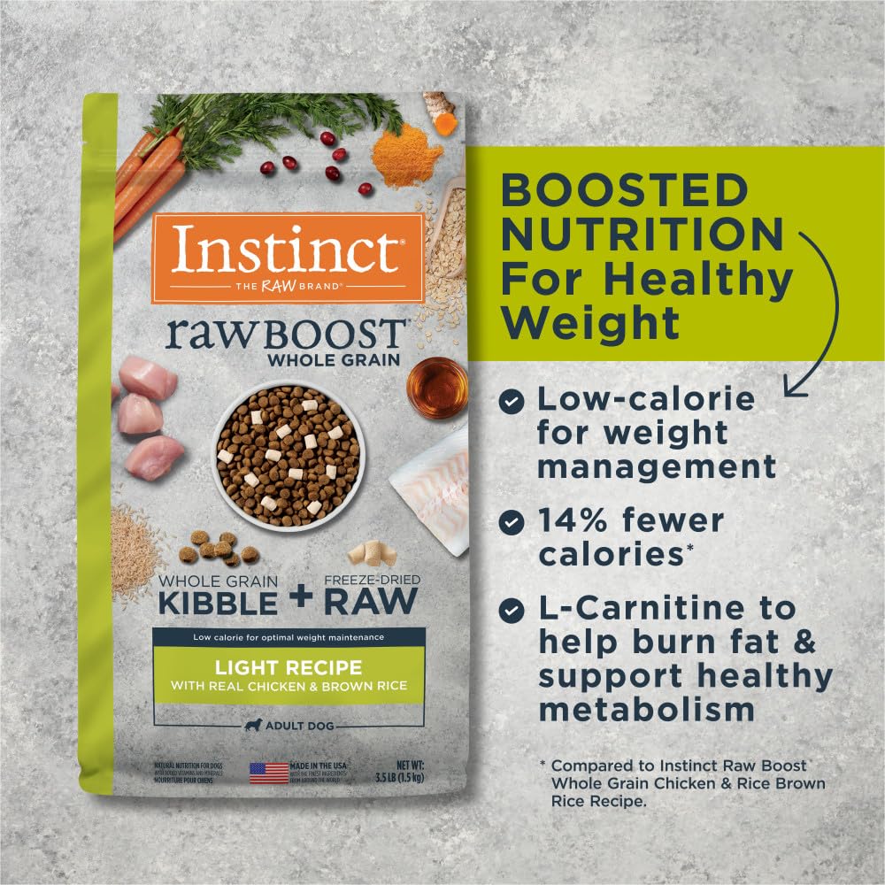 Instinct Raw Boost Light, Natural Dry Dog Food with Freeze Dried Pieces, Whole Grain Recipe- Real Chicken and Brown Rice, 3.5 lb. Bag
