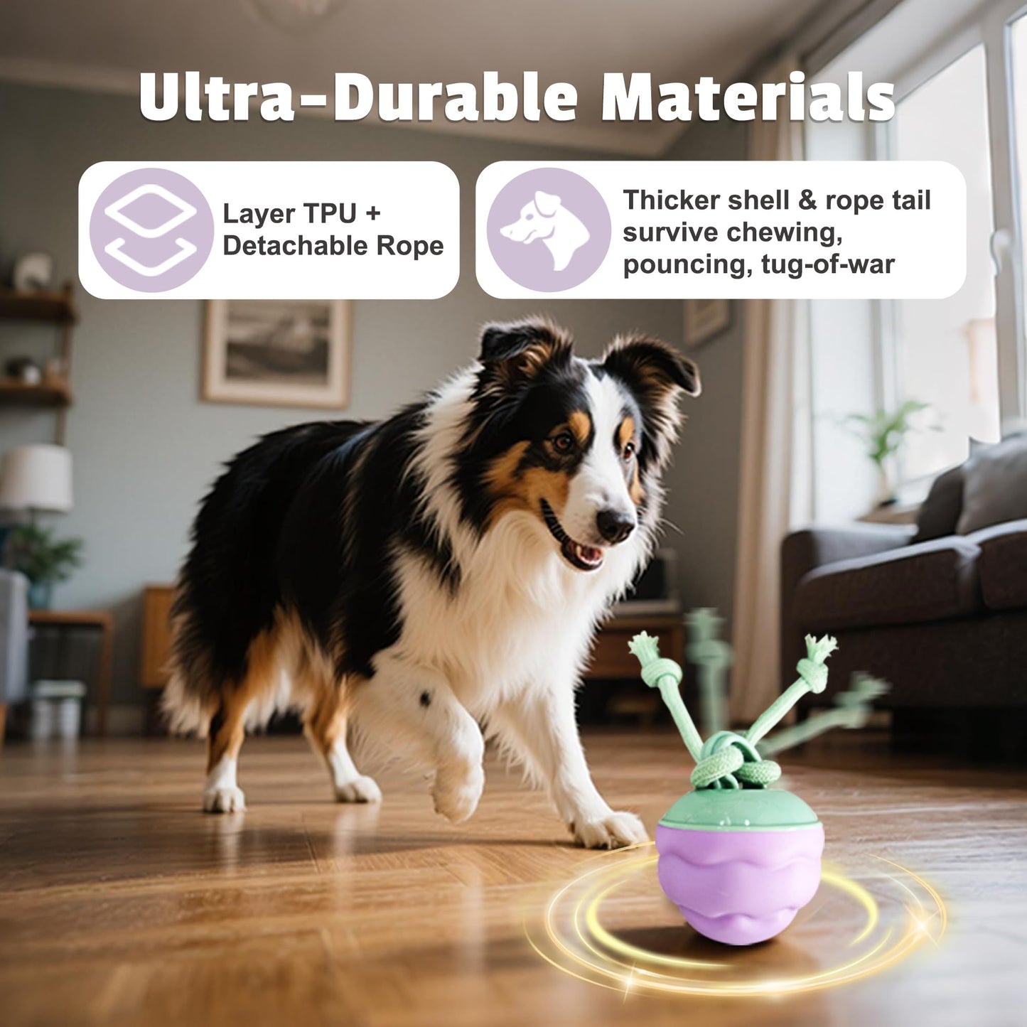 Zelunika Interactive Dog Toys [2025 Upgrade] – Smart Dog Ball, Automatic Motion-Activated Rolling, Random Path, Squeaky Sounds, USB-C Rechargeable LED Light, Indoor/Outdoor Use