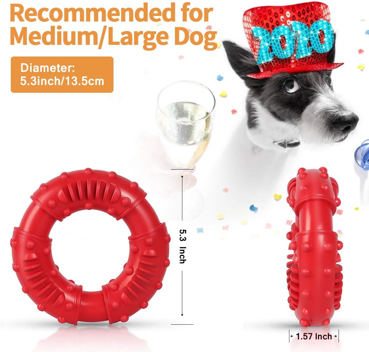 Dog Toys for Aggressive Chewers, Nearly Indestructible Tough Durable Natural Rubber Puppy Chew Toy for Large & Medium Breeds