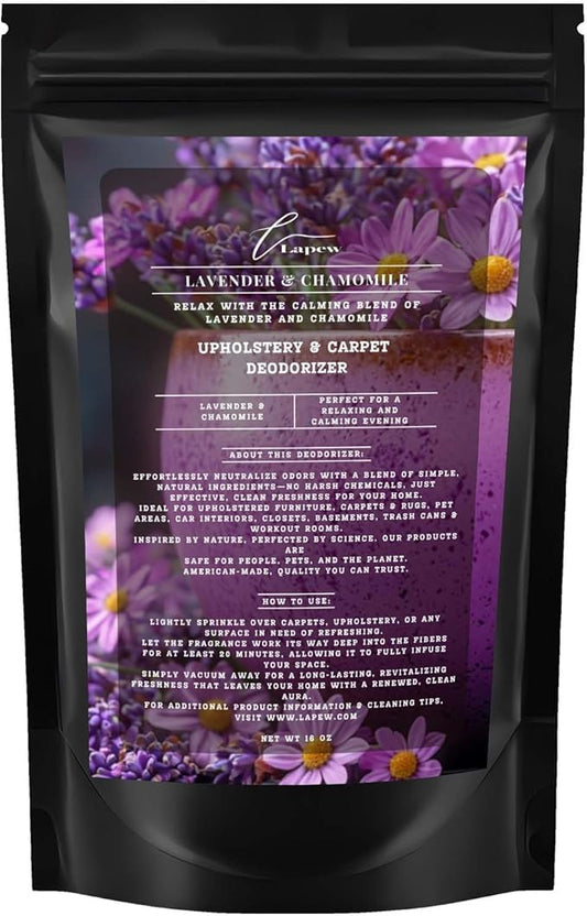Lavender Chamomile Carpet Freshener Powder: Powerful Odor Eliminator for Home, Upholstery Deodorizer, Carpet Deodorizer, Pet Urine, Cat Litter Box - Lavender Chamomile Fragrance