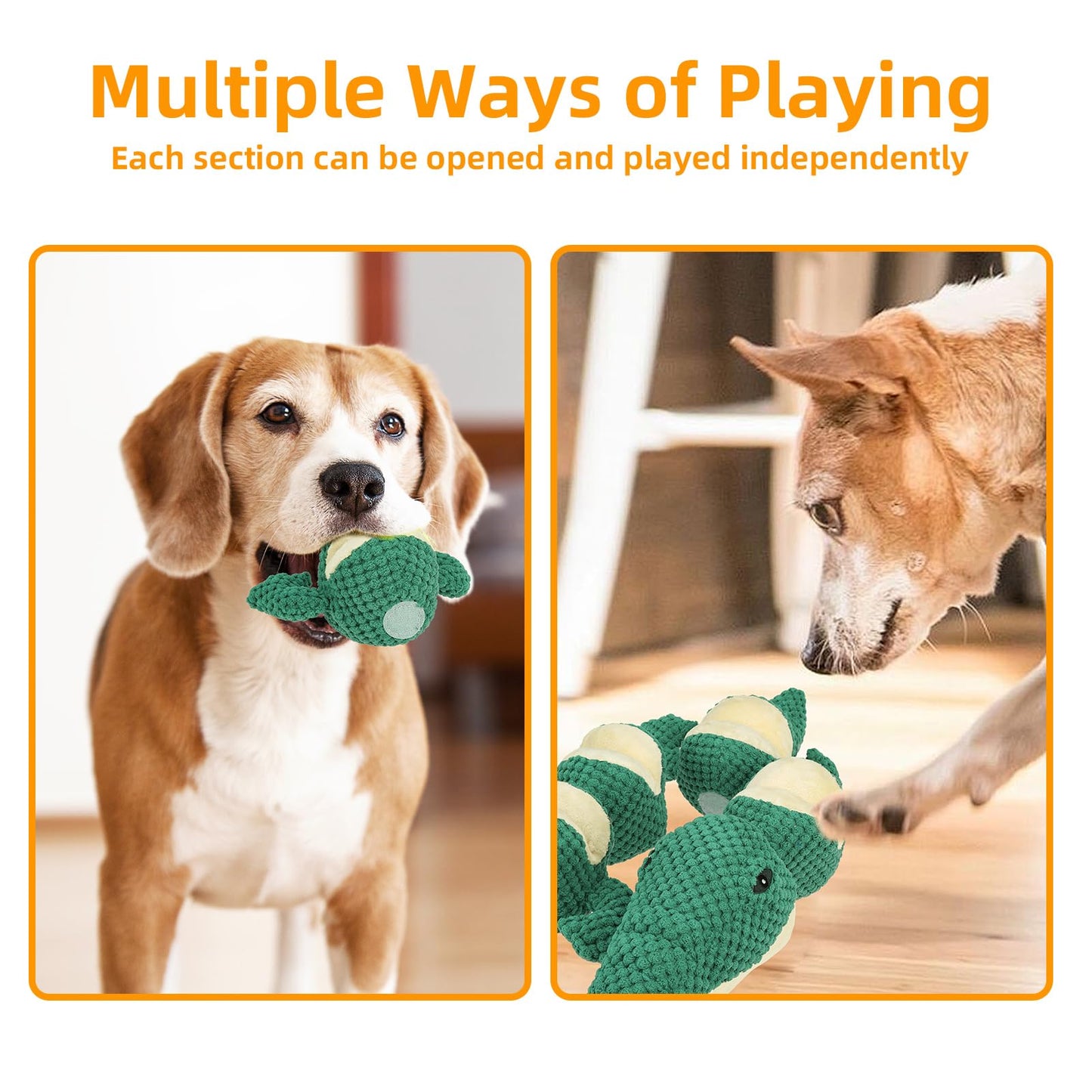 Mihachi Dog Enrichment Toys, Snuffle Toy for Small Medium Dogs, Detachable Dog Puzzles Squeaky Sniffle Interactive Toy for Foraging Training, Boredom and Mental Stimulation, Green Crocodile