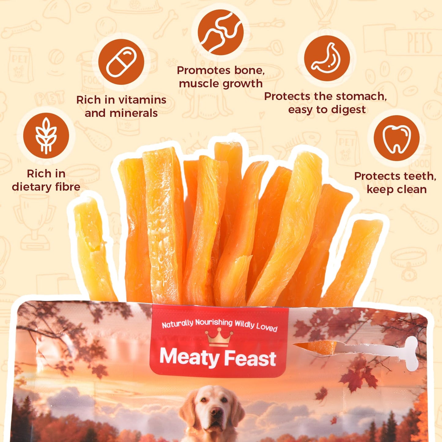 Sweet Potato Dog Treats for Small Medium & Large Dogs, Single Ingredient Healthy Natural Low Fat Dog Chews, Vegan Soft Puppy Training Snacks, Grain Free Rawhide Free Gluten Free, 10.58oz