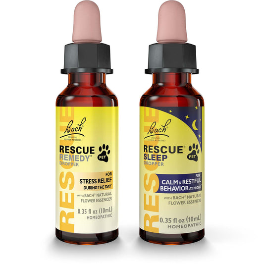 RESCUE Bach PET Stress-Relief and Sleep-Aid Dropper 10mL - Natural Stress Relief for Dogs & Cats - No Melatonin, No Side Effects, Calms Anxiousness, Thunder, Fireworks, Sedative-Free