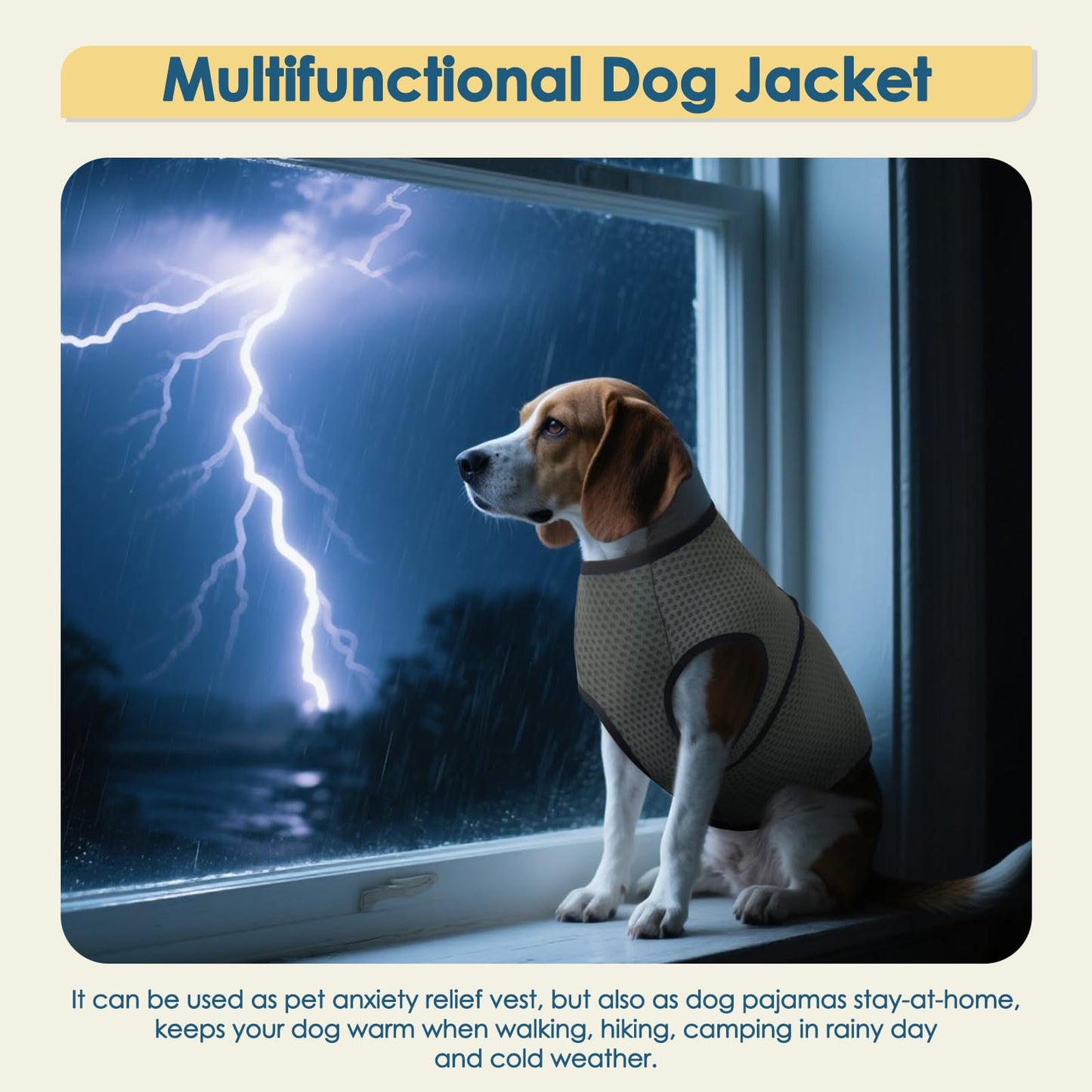ROZKITCH Dog Anxiety Shirt Calming Jacket, Mesh Dog Anxiety Vest for Thunderstorm Fireworks Travel Vet Visit Separation Anxiety Relief Outdoor Indoor Elastic Breathable Calming Shirt Wrap Grey M