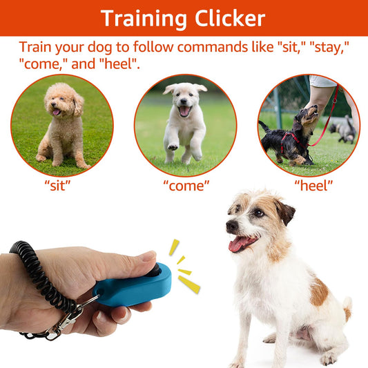 3Pack Set - Dog Clicker for Training, Retractable Target Stick, Whistle for Lure Course, Agility Equipment Tools for Dog Trainer, Cat Toilet Trainer Kit, Accessory for Pet Puppy Kitten Behavior Aids