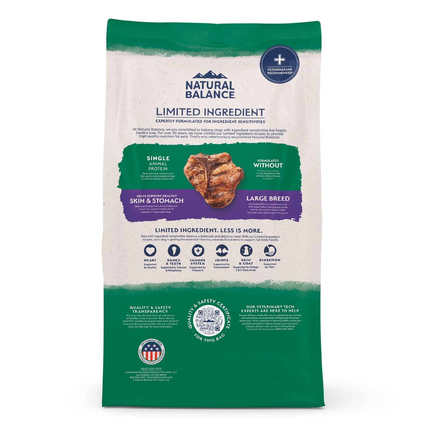 Natural Balance Limited Ingredient Large Breed Adult Dry Dog Food with Healthy Grains, Lamb & Brown Rice Recipe, 26 Pound (Pack of 1)