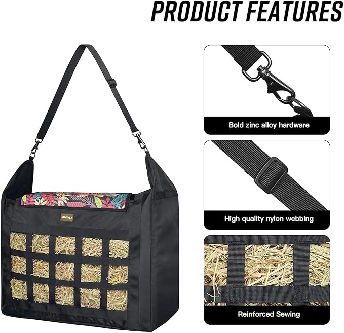 Hay Bag for Horses,Slow Feeder for Horse/Donkey/Goat, Premium 1680D Oxford Cloth Hay Bag Easy to Fill and Hang with Extra Large Opening