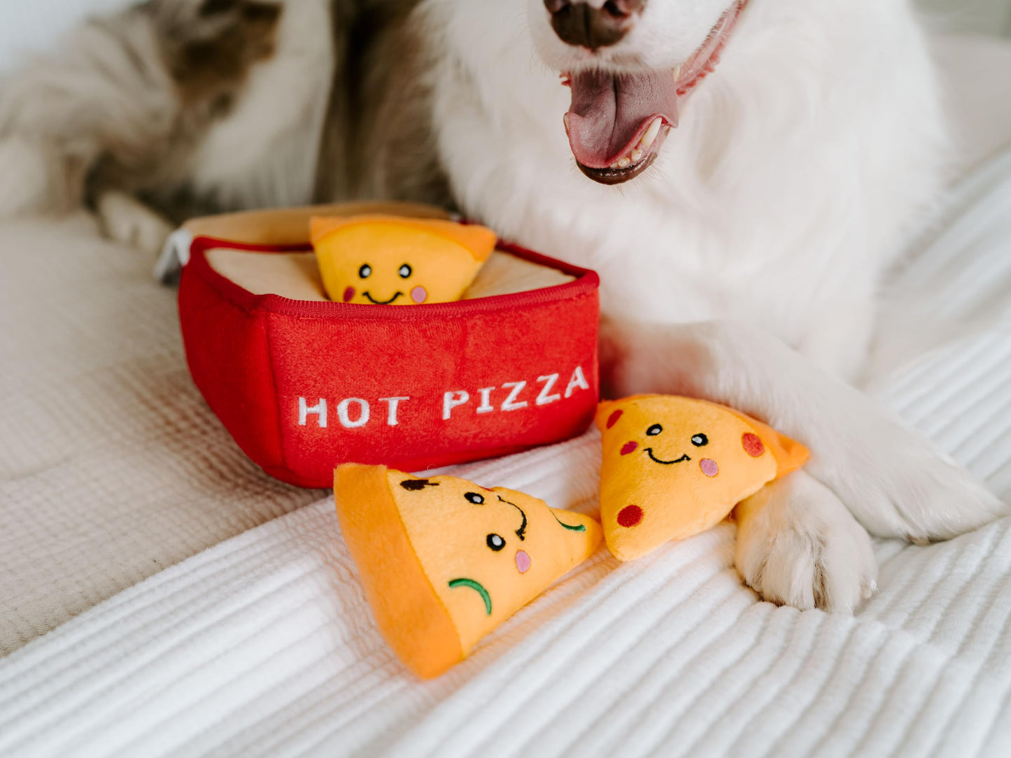 ZippyPaws Burrow- Interactive Dog & Puppy Toys for Boredom, Stimulating Pet Products to Keep Them Busy, Hide & Seek Plush Dog Puzzle, Enrichment Squeaky Toy, for Small & Medium Dogs- Pizza Box