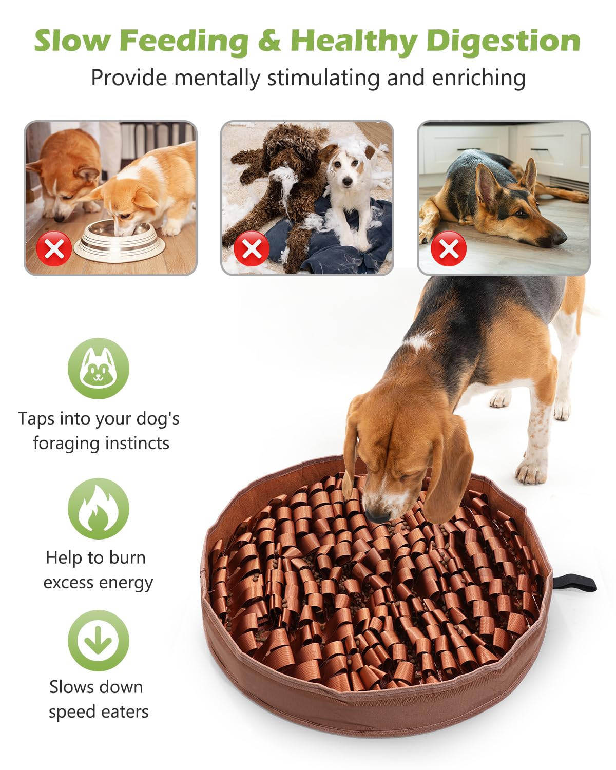 KeeKit Snuffle Mat for Dogs, 25x25 Inch Slow Feeder Mat, Interactive Feeding Game for Small & Medium Dogs - Encourages Natural Foraging, Mental Stimulation - Non-Slip Durable Design for Kibble/Treats