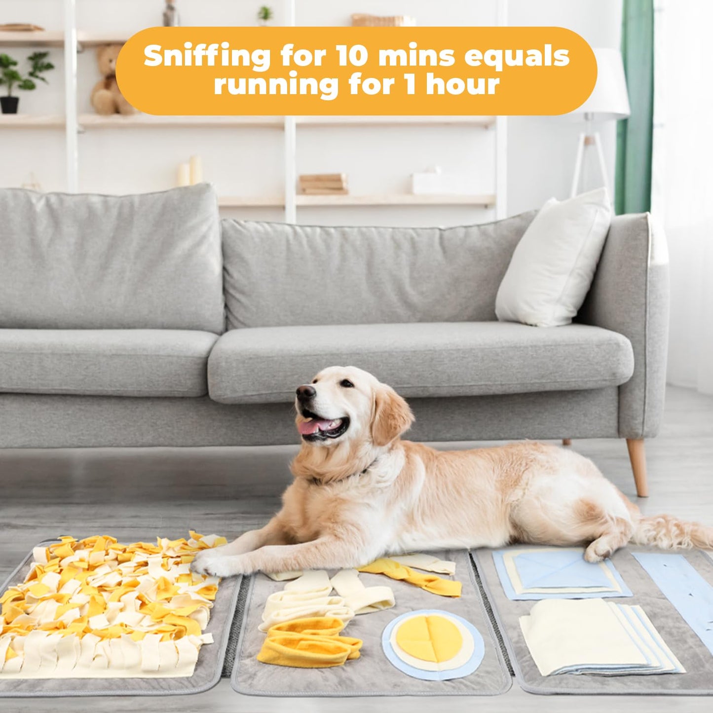 STELLAIRE CHERN Snuffle Mat for Dogs, 51" x 17" Small and Large Breed Interactive Sniff Mat for Slow Eating Keep Busy Stress Relief Dog Mental Stimulation Toys, Spliced Three-in-one