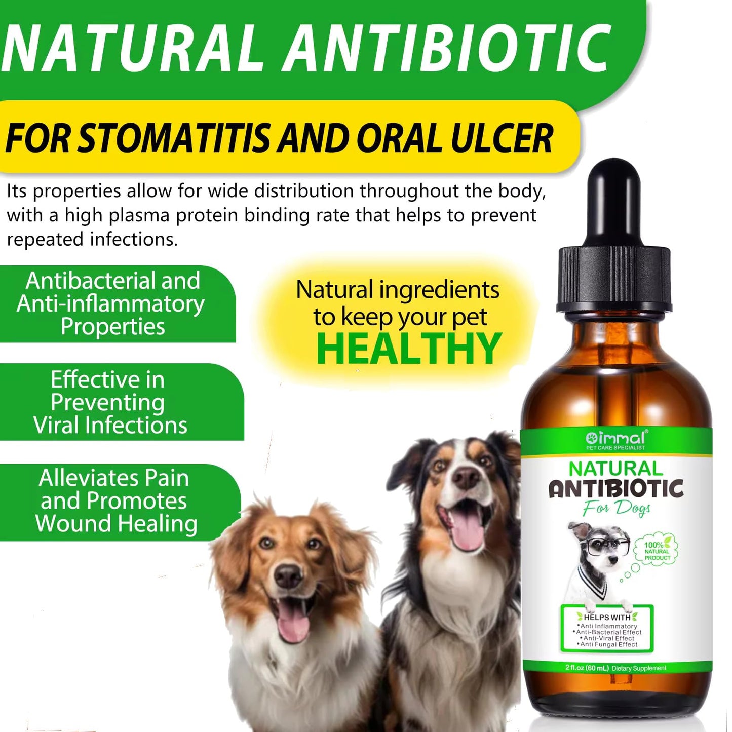 Natural Dog Antibiotics Supplement – Herbal Antibiotics Drops for Immune, Allergy & Skin Support – Itchy Skin, Ear & Hot Spot Relief – for All Breeds