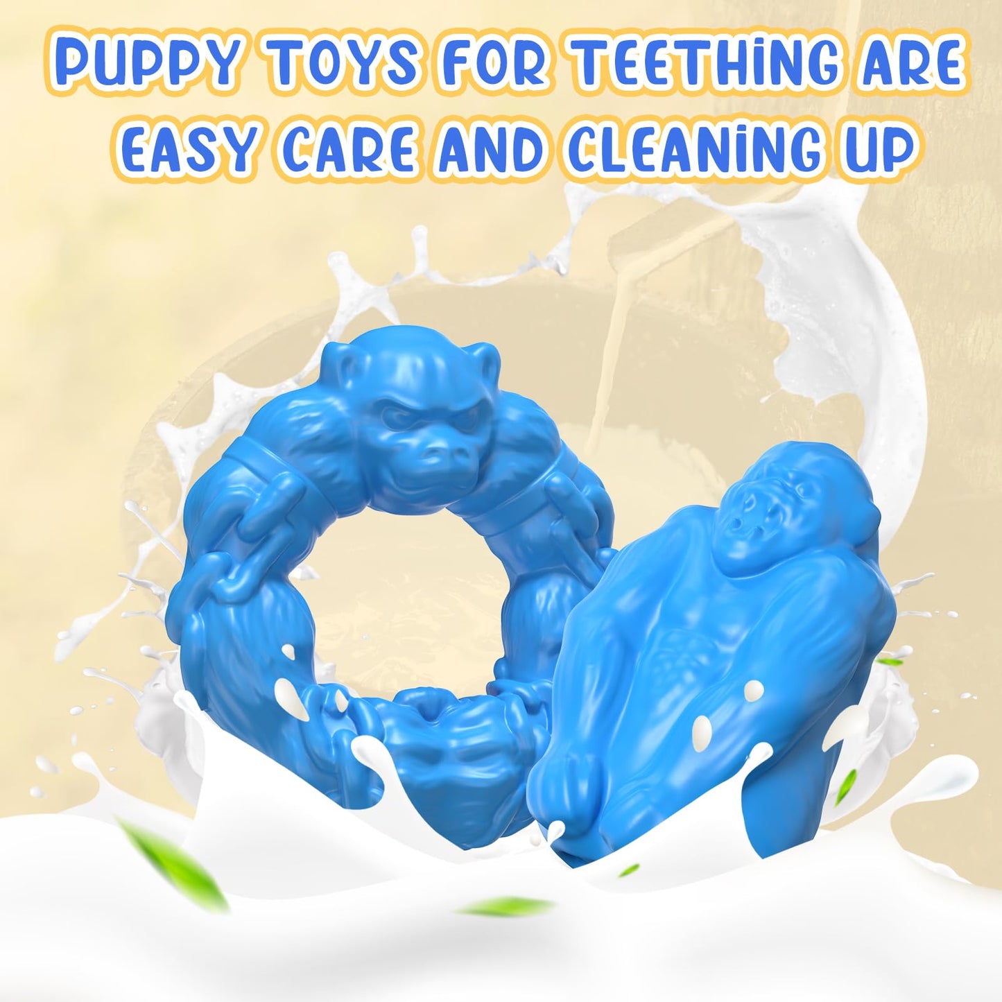 Zuykjeagle Dog Chew Toys for Aggressive Chewers Medium Small Dogs, Indestructible Non-Toxic Natural Rubber Tough Ring Chew Toys for Puppy Dog Teething Toys and Teeth Cleaning (Ring+Gorilla01)