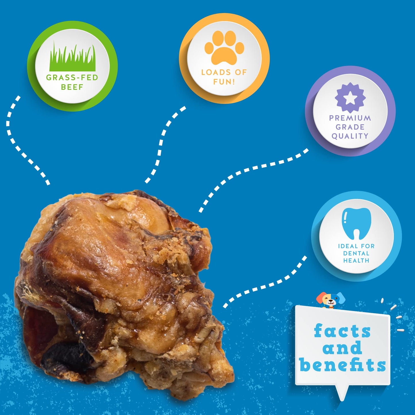 Jack&Pup Beef Bones, Knee Cap for Dogs, Long Lasting Natural Dog Bones, Beef Bone Knee Caps for Large Dogs. (2 Pack)