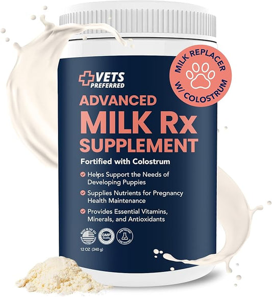 Vets Preferred Puppy Milk Replacement Formula - Dog Milk Replacer Powder Supplement for Pregnant, Lactating, Aging Dogs - Enriched with Colostrum - Nutritious Nursing Formula for Puppies - 12 Oz