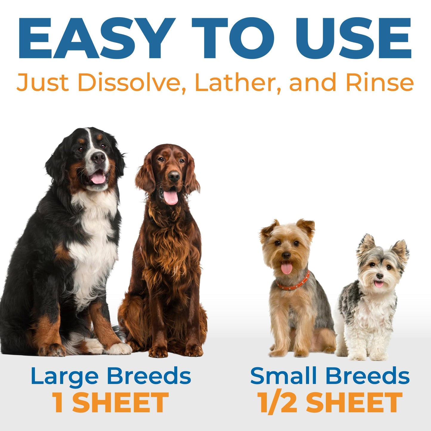 Dog Shampoo Sheets - Water Activated Hypoallergenic Shampoo Sheets for Dogs & Puppies - Lick-Safe, Gentle Hypoallergenic Plant-Based Formula - Portable & Tear-Free Travel-Friendly, Easy to Use