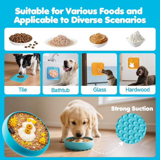 FOXMM 6-in-1 Dog Enrichment Toys Set - Lick Mat, Ball & Bowl with Peanut Butter, Frozen Treat Cognitive Dog Toys for Anxiety Relief & Mental Stimulation | Slow Feeding for Small/Medium Dogs & Puppies