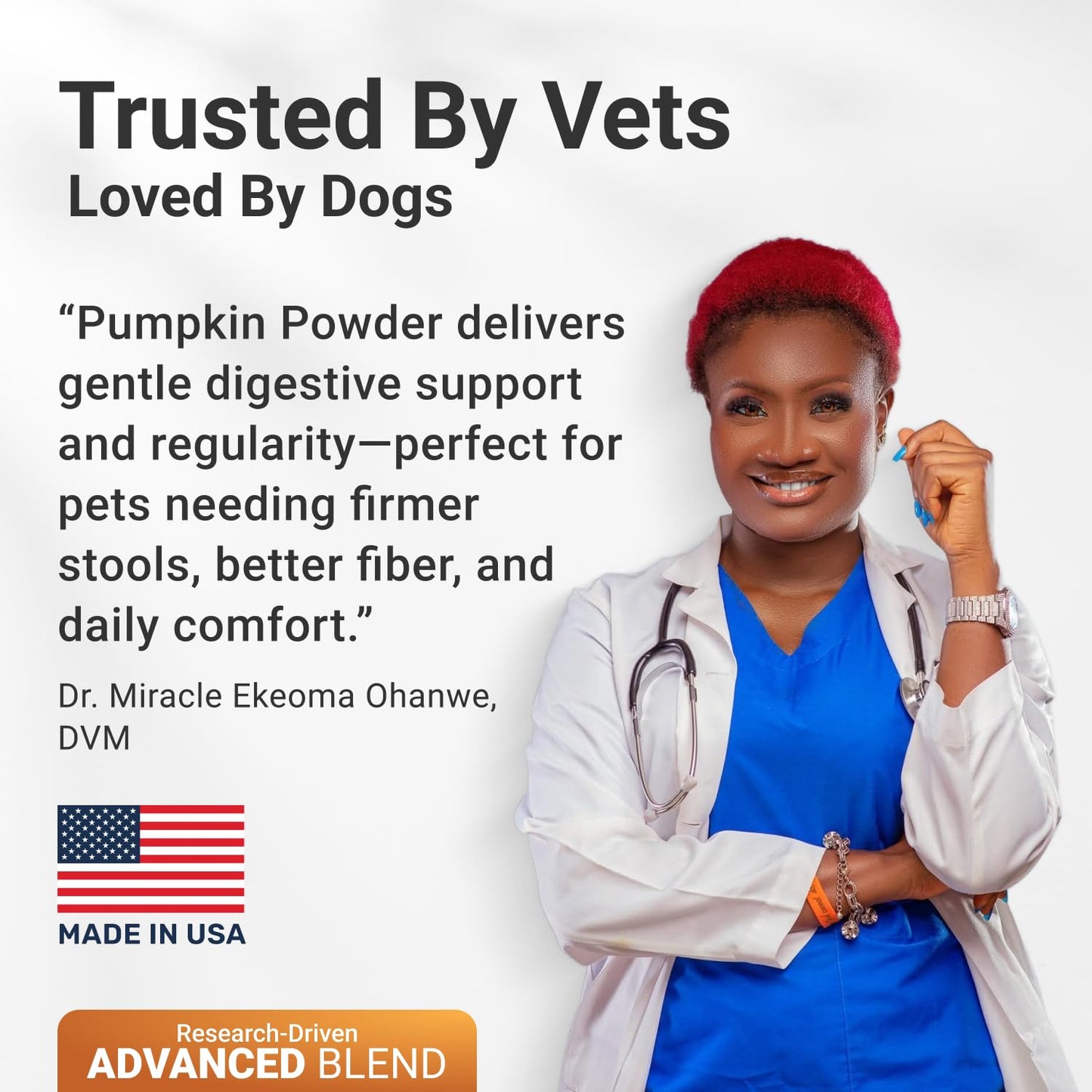 Pumpkin Powder for Dogs with Probiotics - Rich in Fiber, Helps with Digestion, Nutrient Absorption, Diarrhea, Constipation & Upset Stomach - Organic Dog Food Topper - Made in USA