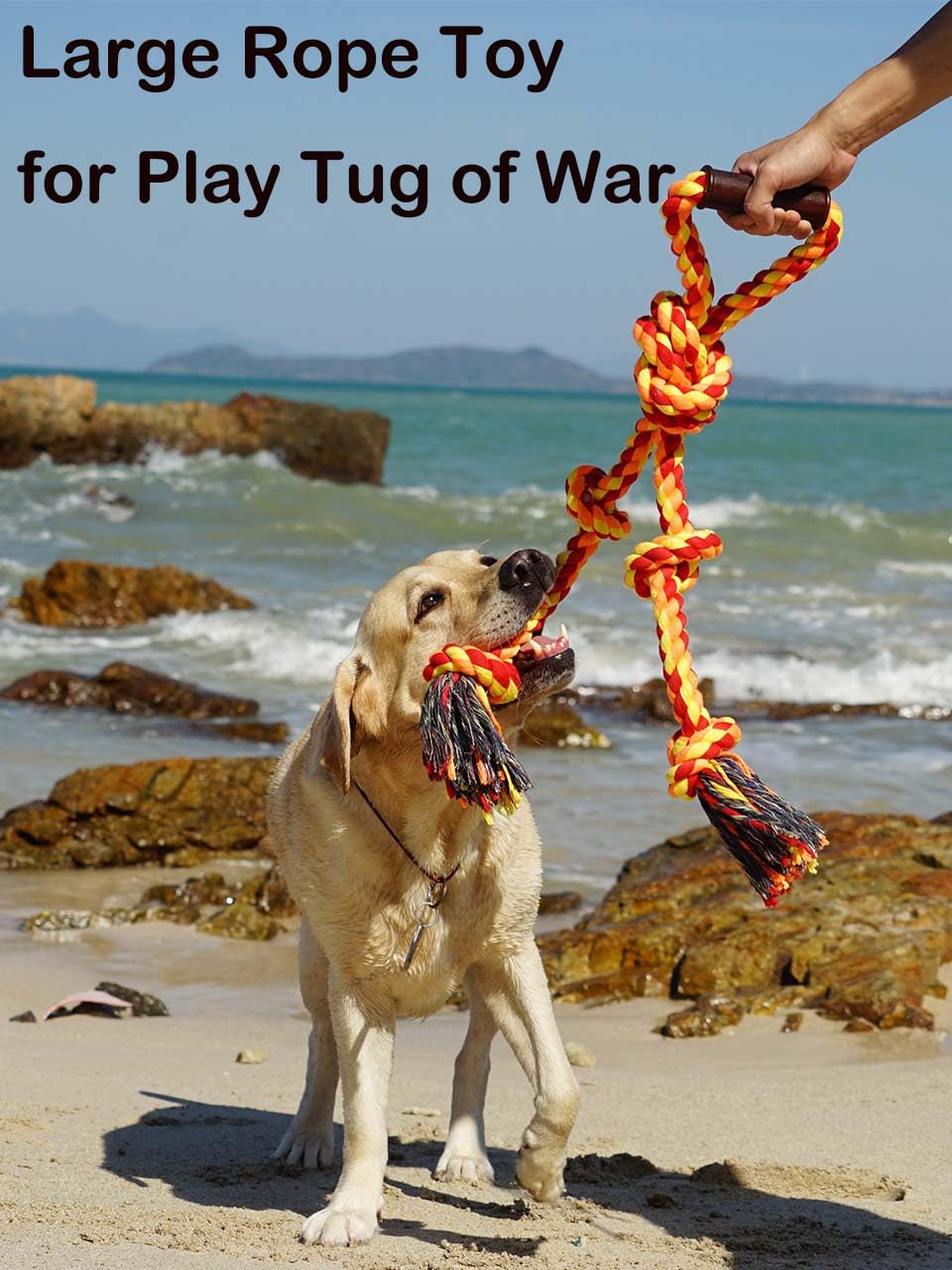 Fejapa Large Dog Rope Toys for Aggressive Chewers - Pitbull Tug of War, Heavy Duty, Outdoor, Medium to Large Breed Dog Chew Rope with Handle