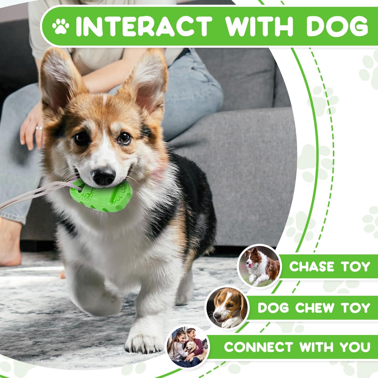 Jieffifa Dog Chew Toy for Aggressive Chewers, Indestructible TPR Rubber Chew Toy with Suction Cup, Puppy Teething Toys for Dental Health, Food Dispensing Interactivefor (Green)