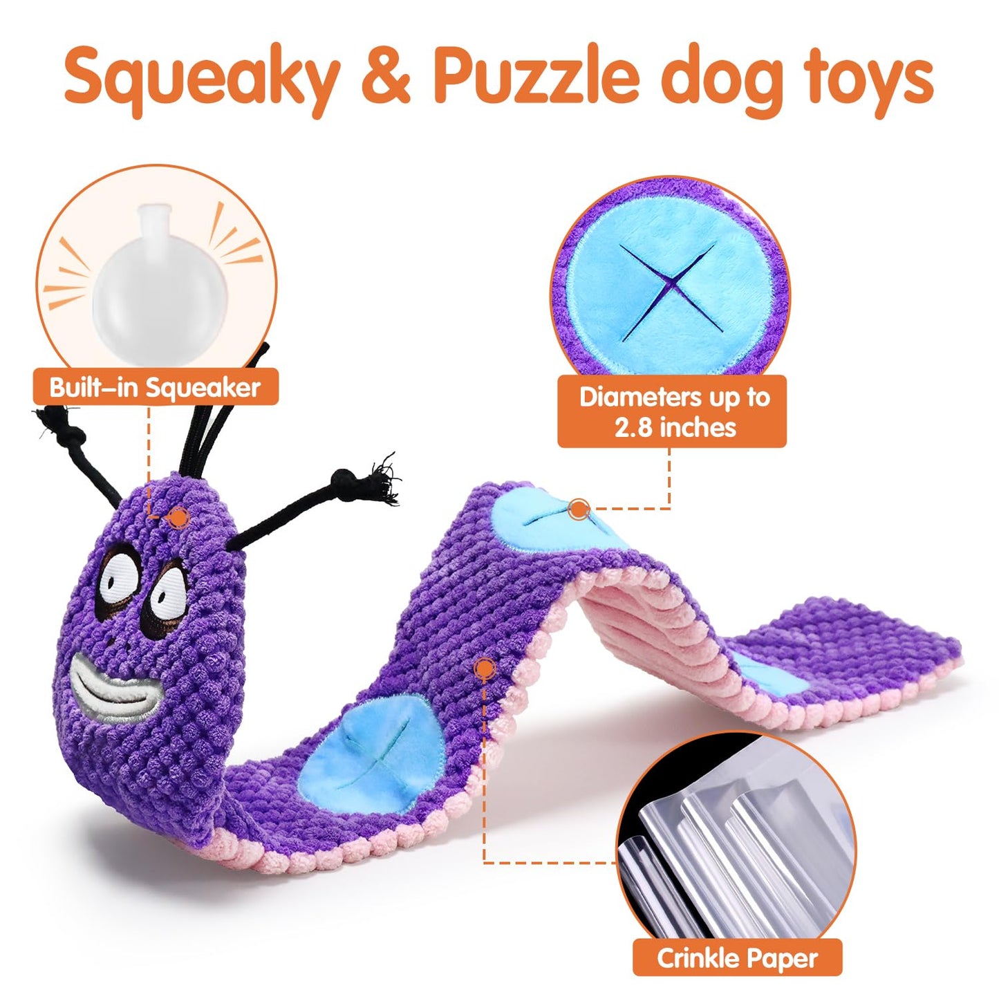 Aqezd No Stuffing Squeaky Dog Toys 3-Pack – Interactive Crinkle Plush Snuffle Toys, Tug of War Toy for Small, Medium, and Large Dogs, Soft Puppy Toys, Ideal Gift for Dogs (3 PCS)