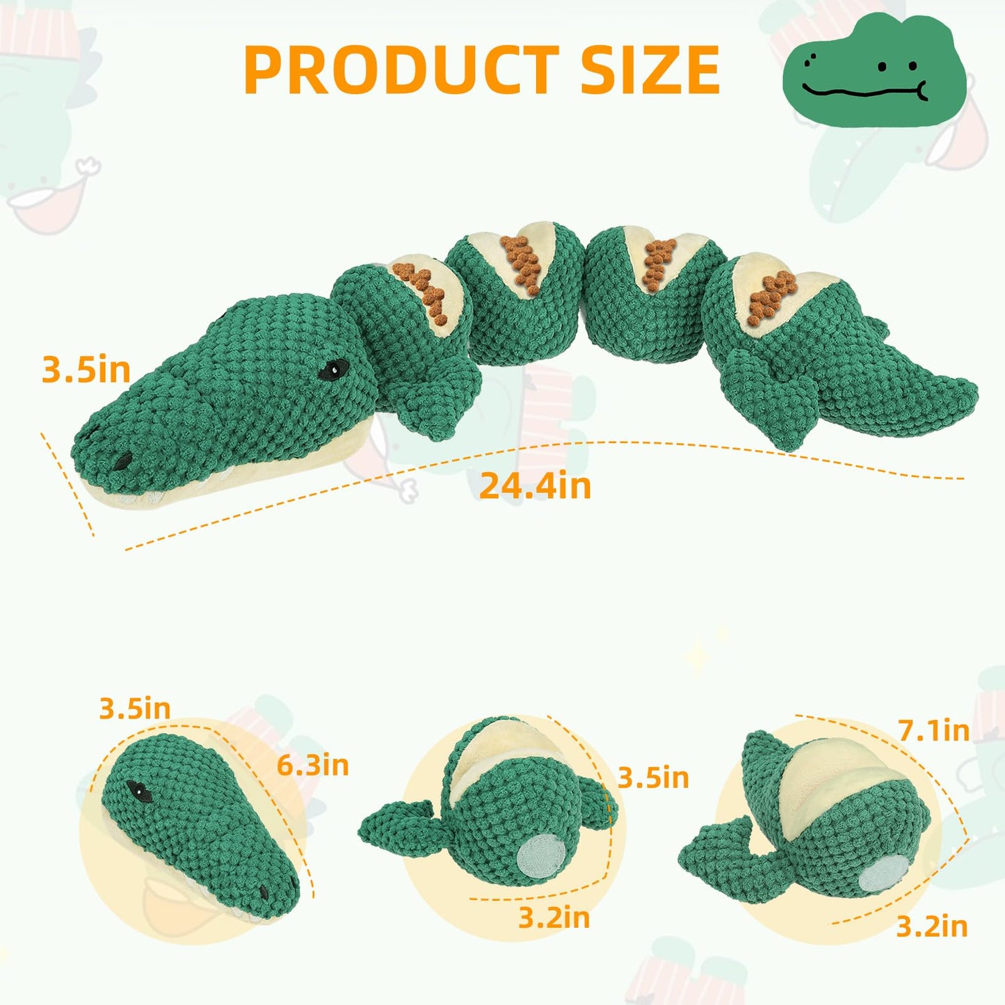 Mihachi Dog Enrichment Toys, Snuffle Toy for Small Medium Dogs, Detachable Dog Puzzles Squeaky Sniffle Interactive Toy for Foraging Training, Boredom and Mental Stimulation, Green Crocodile