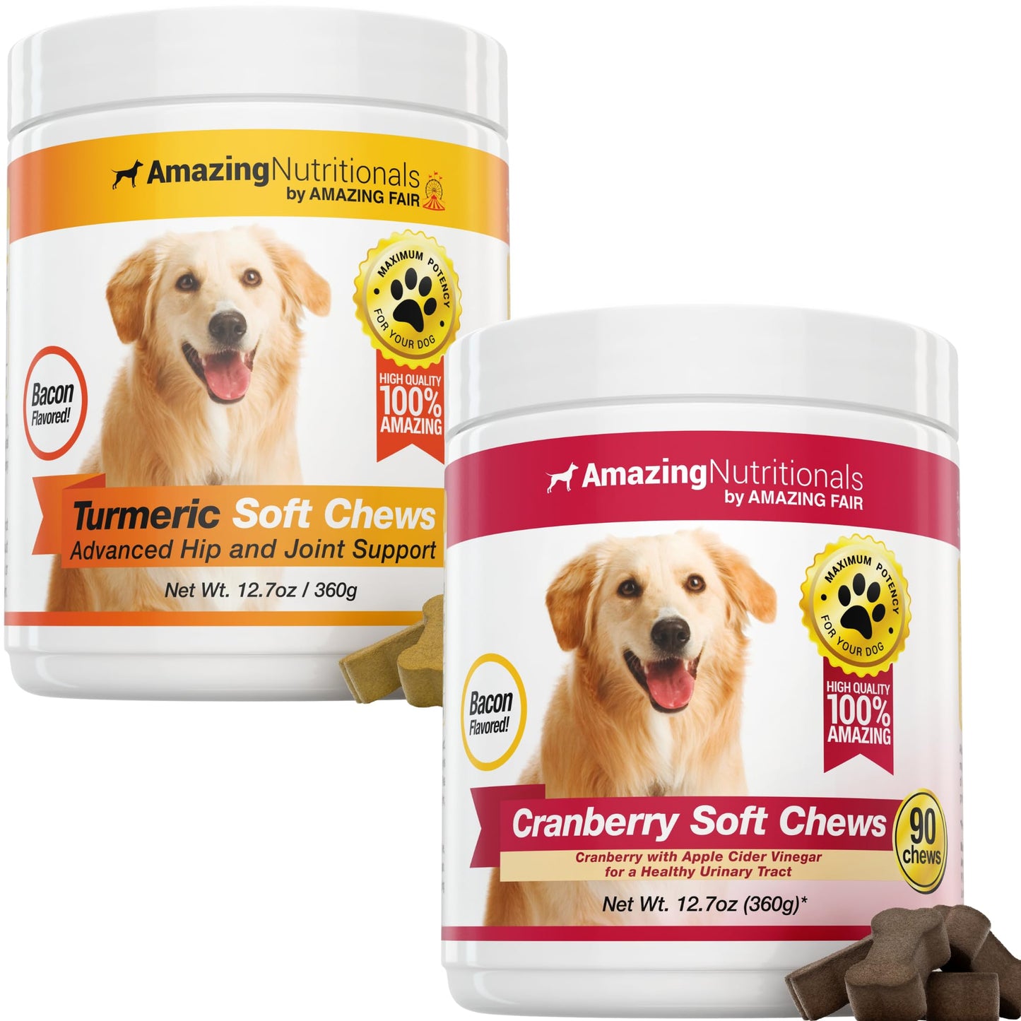 Joint Support Dog UTI Treatment Bundle - Turmeric, Cranberry Eliminates Joint Pain Inflammation and UTI Prevention
