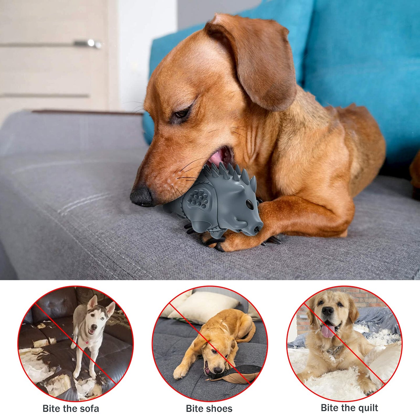 Homipooty Dog Chew Toys for Aggressive Chewers,Larg Dog Bones Toys,Dog Toys for Indestructible Squeaky Chewers,Clean Teeth Non Toxic Environmentally Friendly,100% Natural Rubber&Milk Flavor