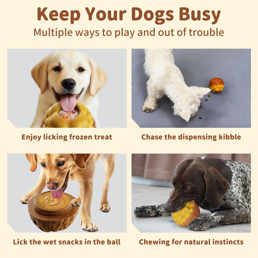 JoyBruko Interactive Dog Toys for Aggressive Chewers, /No Oil Needed/Smooth Screwing Frozen Treat Freezable Dog Puzzle Treat Dispensing Toy to Keep Them Busy for Small Medium Large Breeds