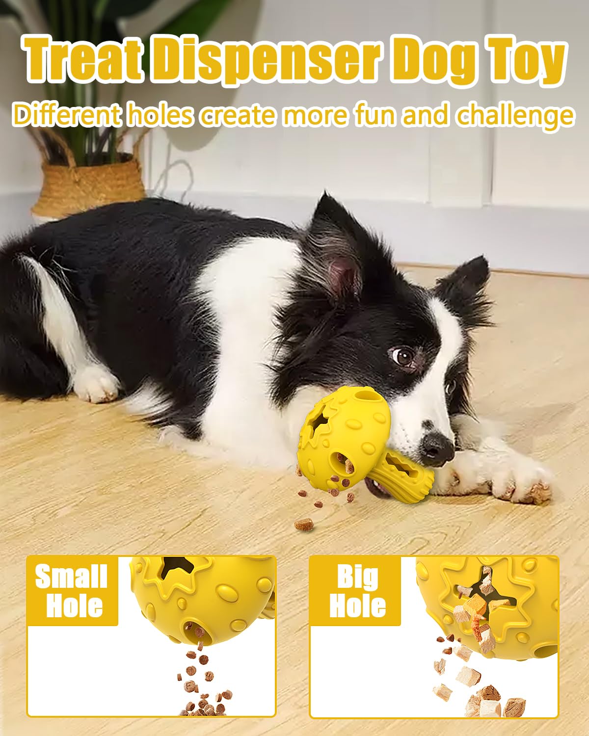 Dog Chew Toys for Aggressive Chewers, Rubber Treat Dispensing Stimulation Toy to Keep Them Busy, Durable Interactive Enrichment Puzzle Toy for Medium Large Breed Dogs